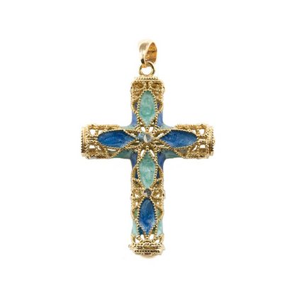 Collana con Croce in Filigrana Preziosa, Argento s925