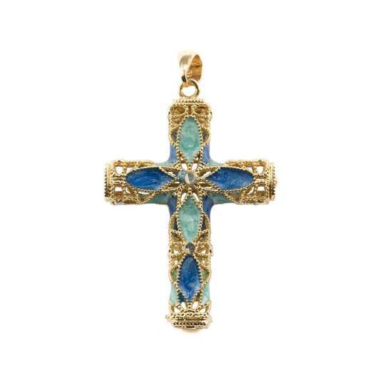 Collana con Croce Grande in Filigrana Preziosa, Argento s925