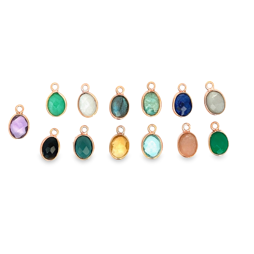 Collana Palline Tramezzata con Ciondolo in Pietre Preziose / Diversi Colori
