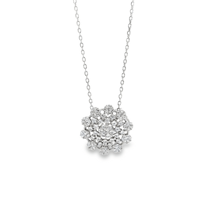 Collana con Fiore Brillante Prezioso, in Argento S925