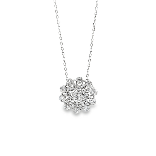 Collana con Fiore Brillante Prezioso, in Argento S925