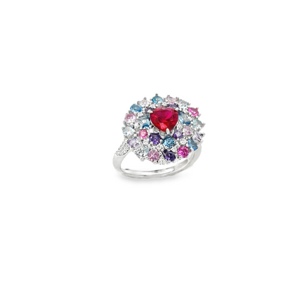 Bague ronde trempée dans de l'or 18 carats avec des zircons - élégante et lumineuse en argent 925