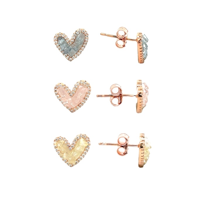 Orecchini Cuore Madreperla color -  in Argento S925