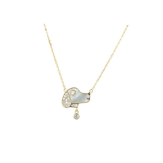 Collana Con Cane in Madreperla e Zirconi, in Argento S925