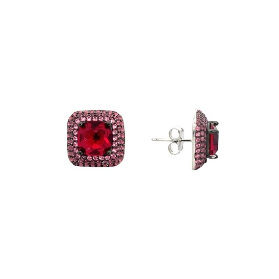 Orecchini Luxury Quadrato Rosso -  in Argento S925