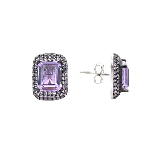 Orecchini Luxury Rettangolo Viola -  in Argento S925