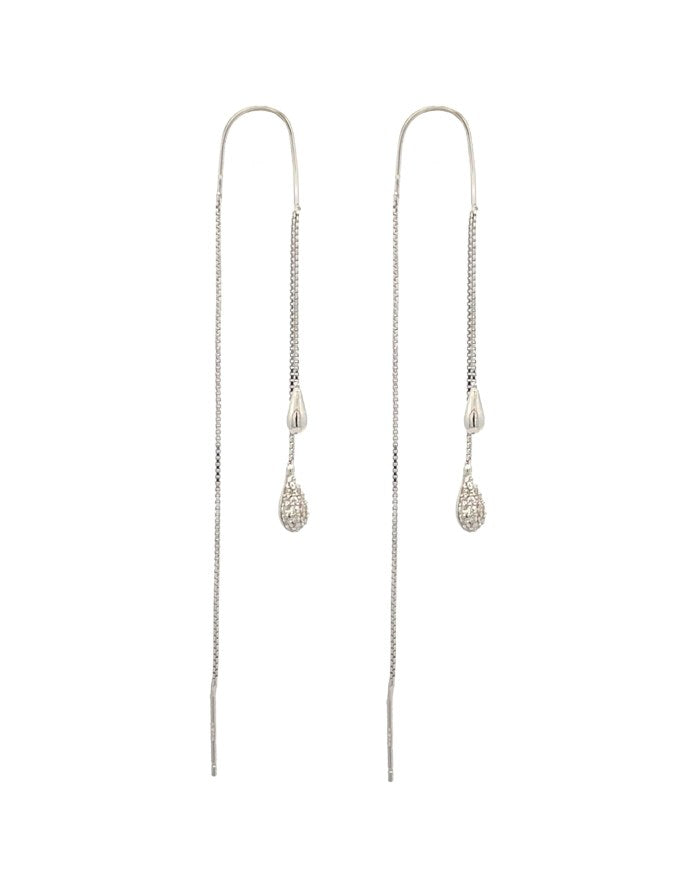 Orecchini Saliscendi Doppia Goccia, Argento S925