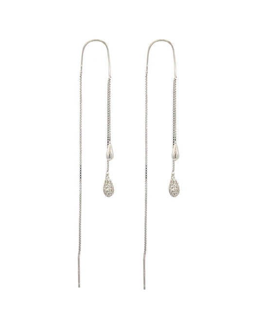 Orecchini Saliscendi Doppia Goccia, Argento S925