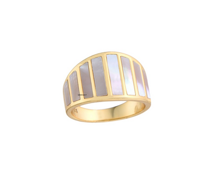 Anello Nove Bande in Madreperla Pura, Argento s925