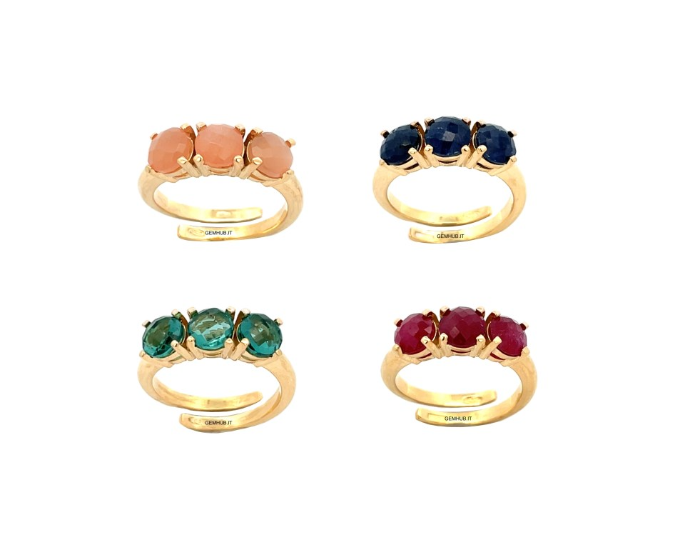 Anelli Trilogy 6mm, Pietre Naturali e Argento s925