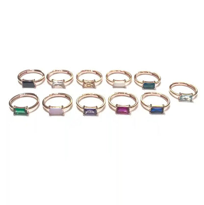 Anello con rettangolino colorato, Argento s925