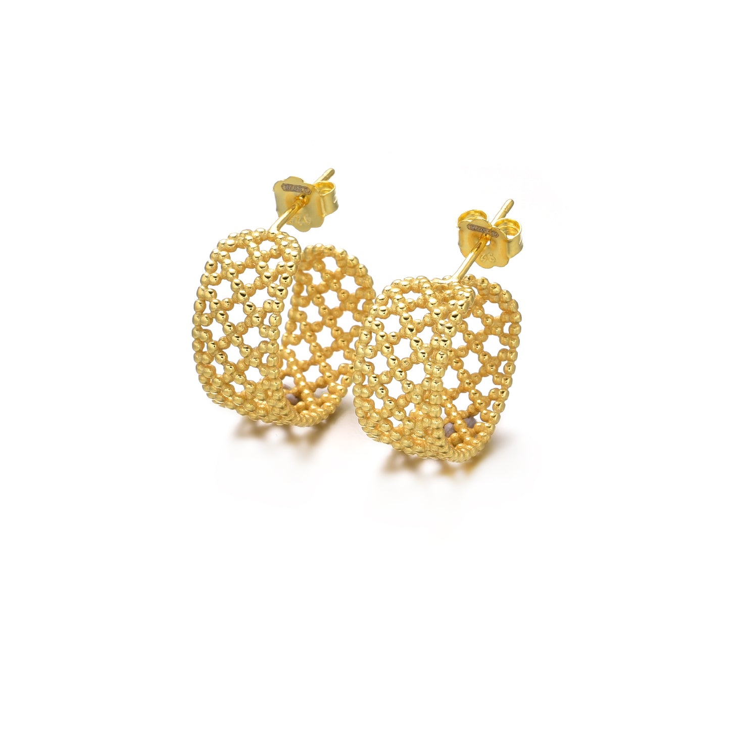 Hoop earrings with pearls and colored beads, in silver and gold