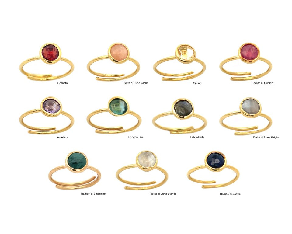 Anello Solitario con Pietra Dura Gornata, Argento S925