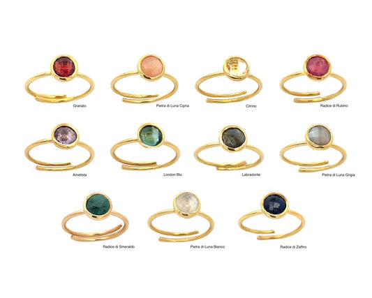Anello Solitario con Pietra Dura Gornata, Argento S925