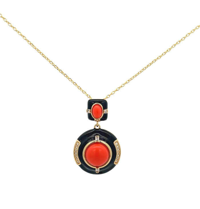 Collana Modello EUPHEMIA BIG, Nero e Corallo