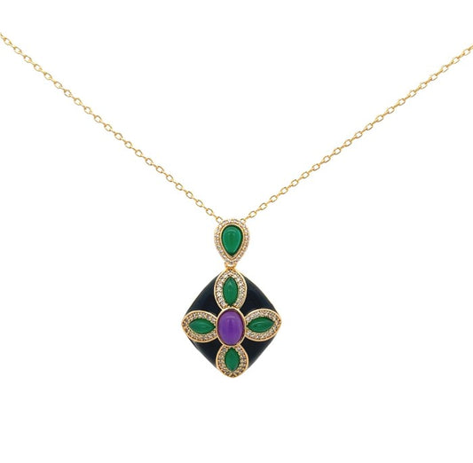 Collana Modello ARISA, nero verde e viola