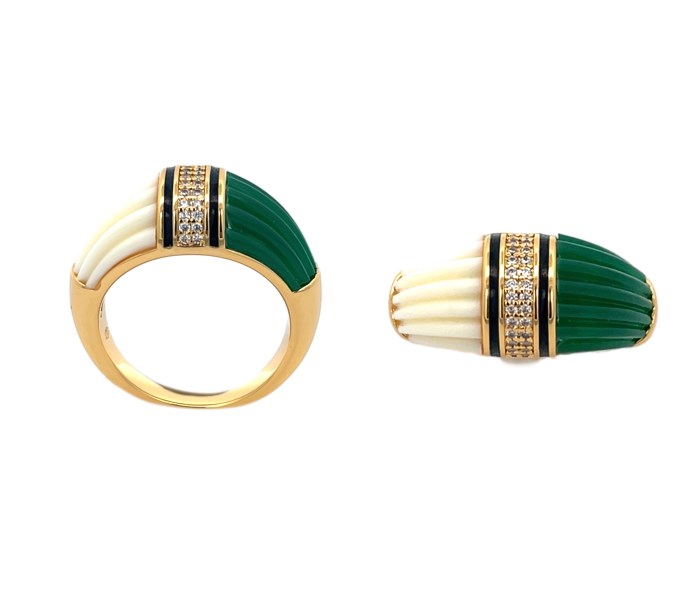 Anello Modello LUANA verde e bianco