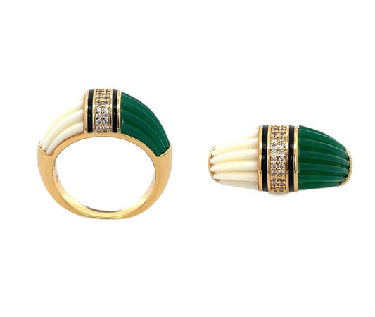 Anello Modello LUANA verde e bianco