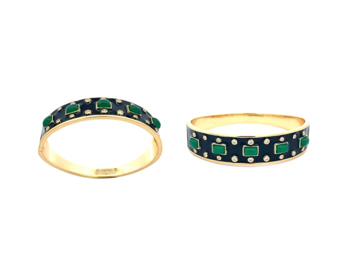 Bracciale Rigido modello KING nero con onice verde e zirconi bianchi