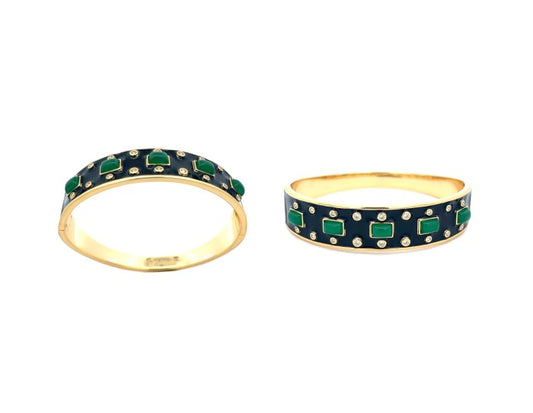 Bracciale Rigido modello KING nero con onice verde e zirconi bianchi