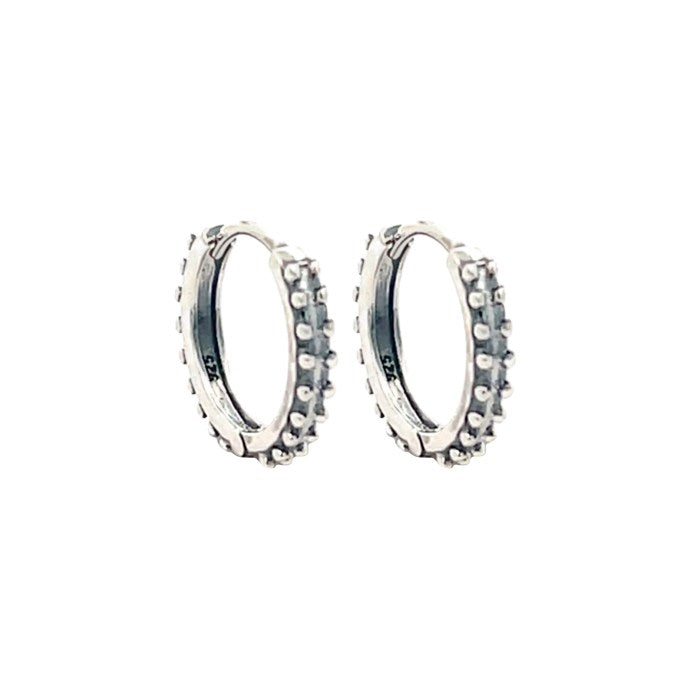 Orecchini Cerchio 12mm con Punte, in Argento s925 anticato
