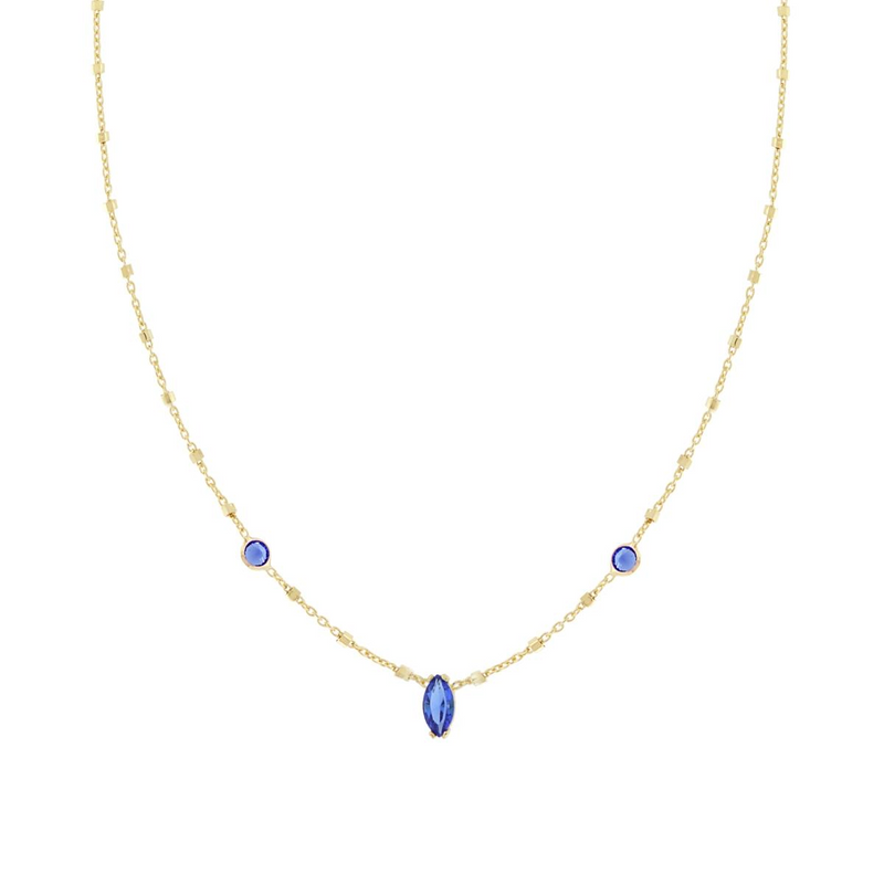 Collier rubis en argent 925 plaqué or - Hypoallergénique