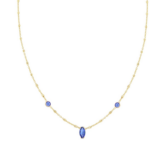 Collier rubis en argent 925 plaqué or - Hypoallergénique