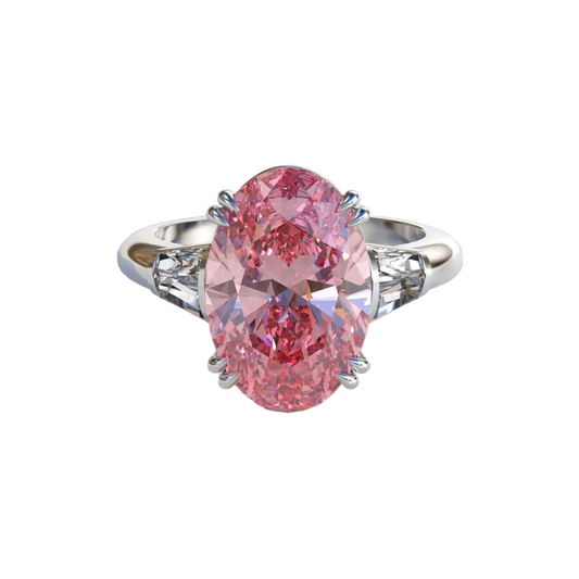 Anello Ovale Big taglio ICE, in Argento S925 e Zirconi