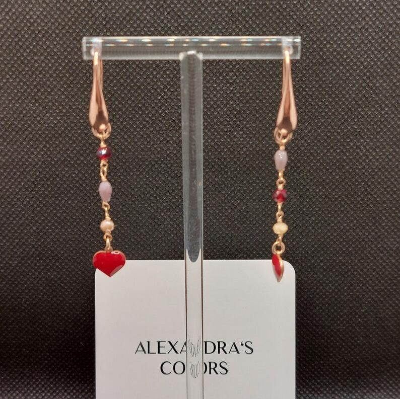 Red Silver Earrings