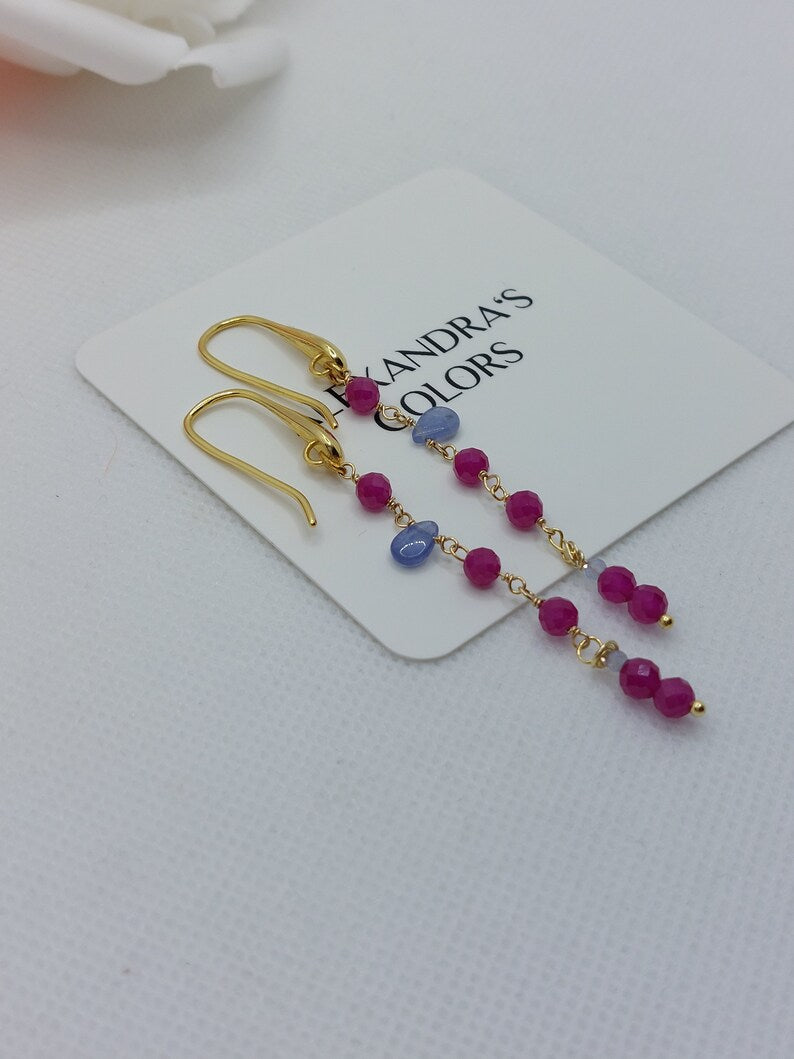 Long ruby earrings