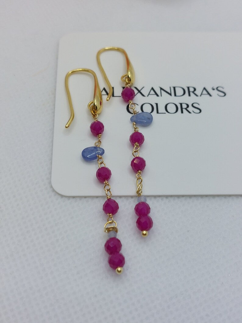 Long ruby earrings