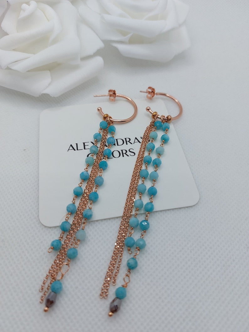 Long light blue earrings