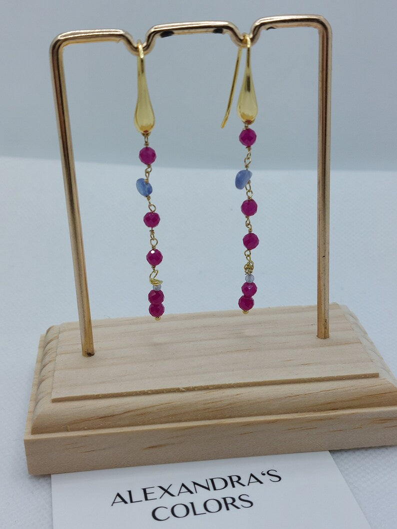 Long ruby earrings