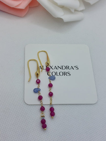 Long ruby earrings