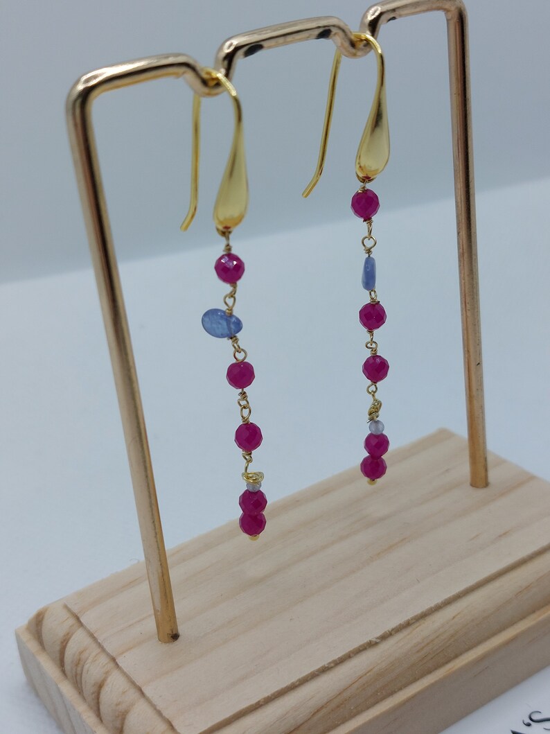 Long ruby earrings