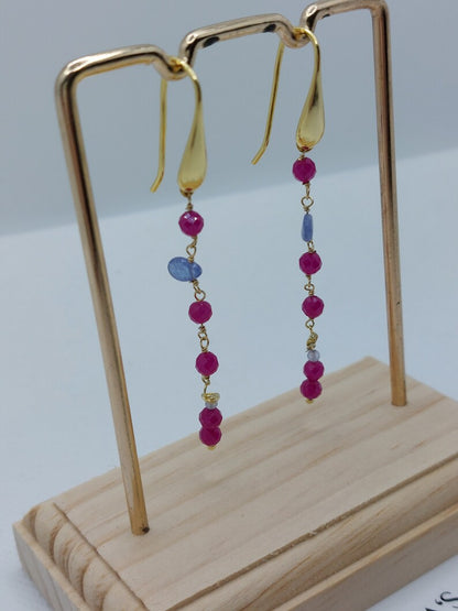 Long ruby earrings