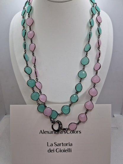 Maxi pink and sea green necklace