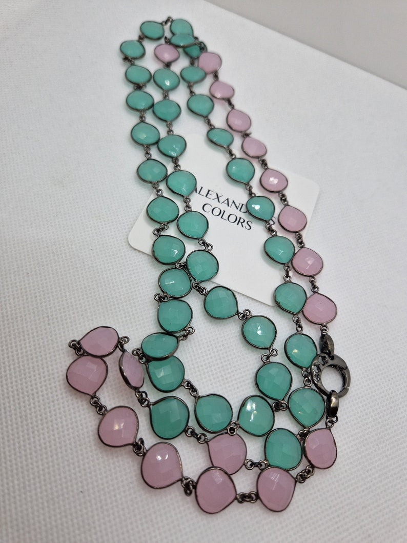 Maxi pink and sea green necklace