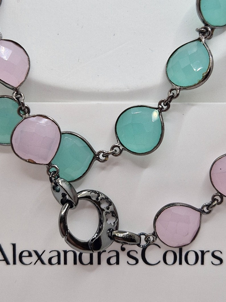 Maxi pink and sea green necklace