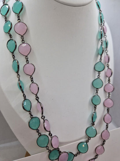 Maxi pink and sea green necklace