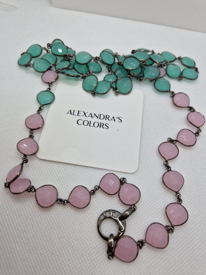 Maxi pink and sea green necklace