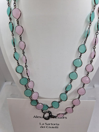 Maxi pink and sea green necklace