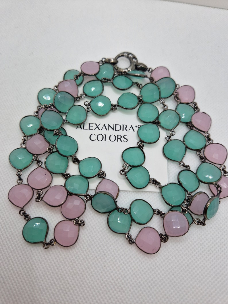 Maxi pink and sea green necklace