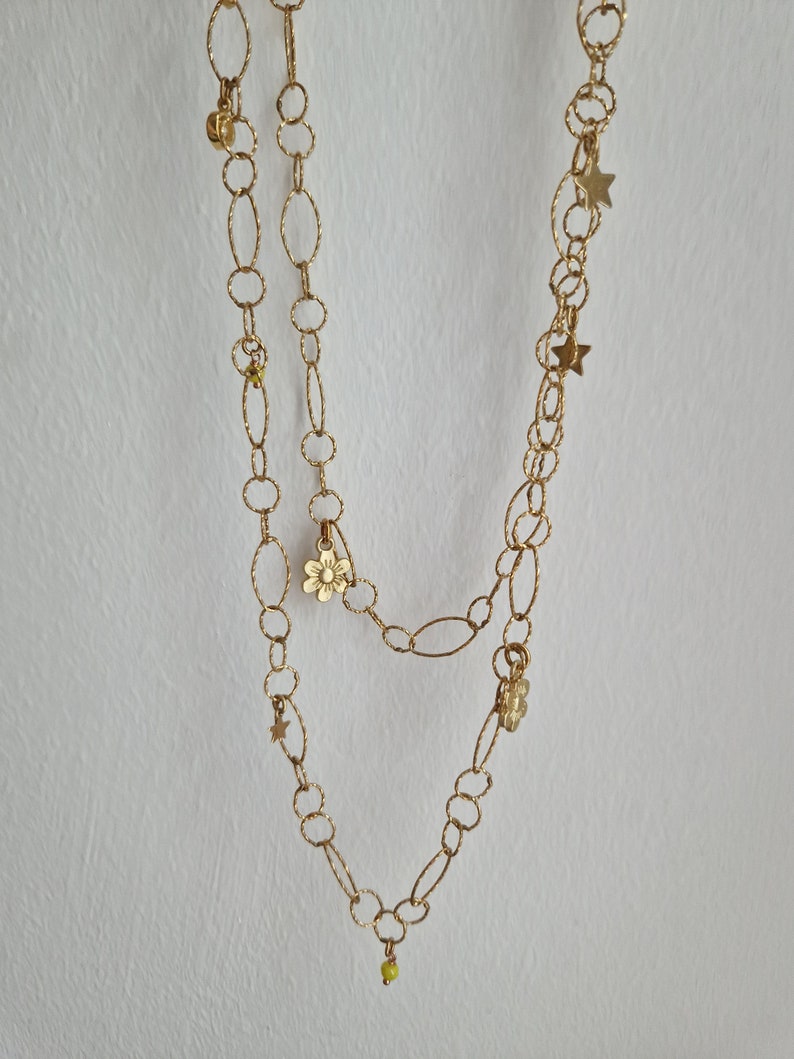 Long gold diamond necklace