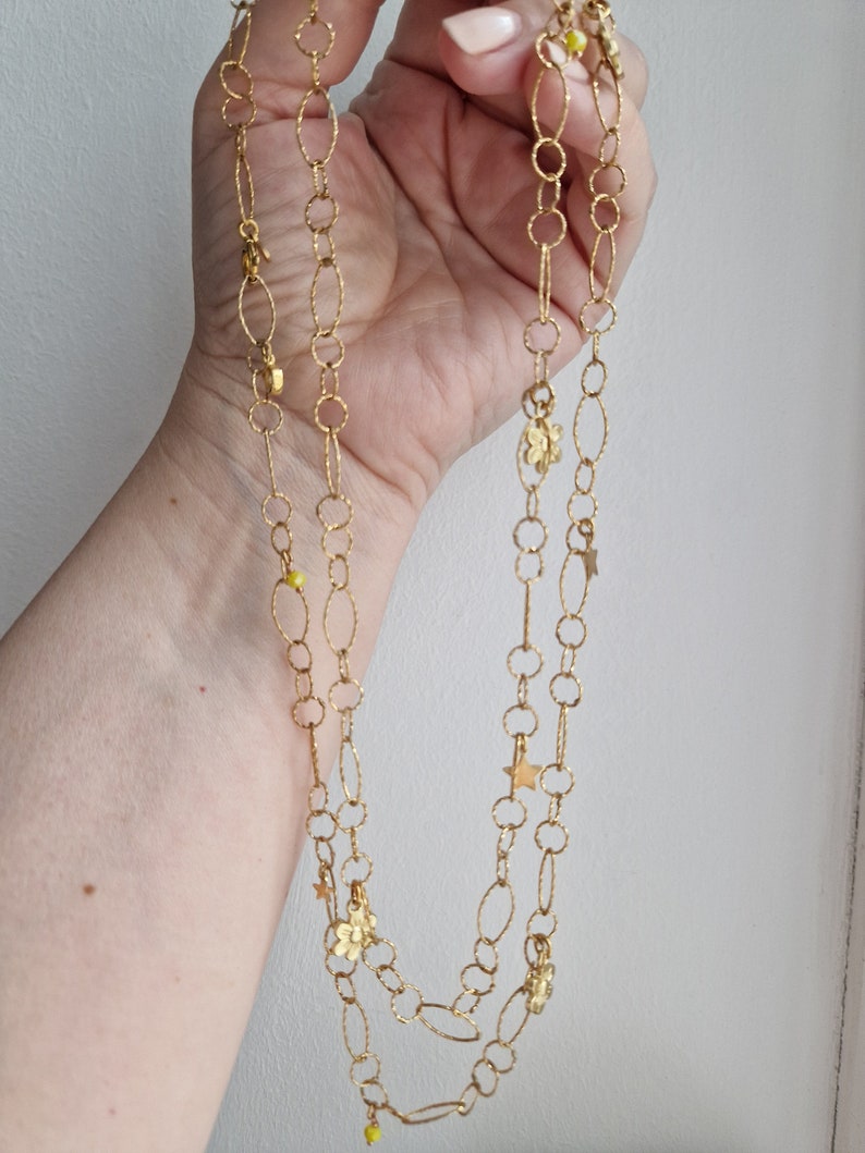 Long gold diamond necklace