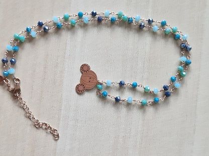 Rosary Necklace in Blue, Turquoise and Sea Green