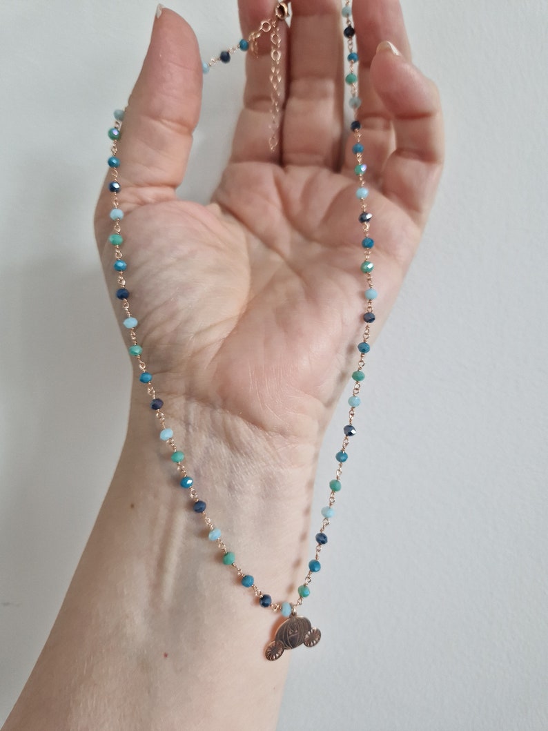 Rosary Necklace in Blue, Turquoise and Sea Green