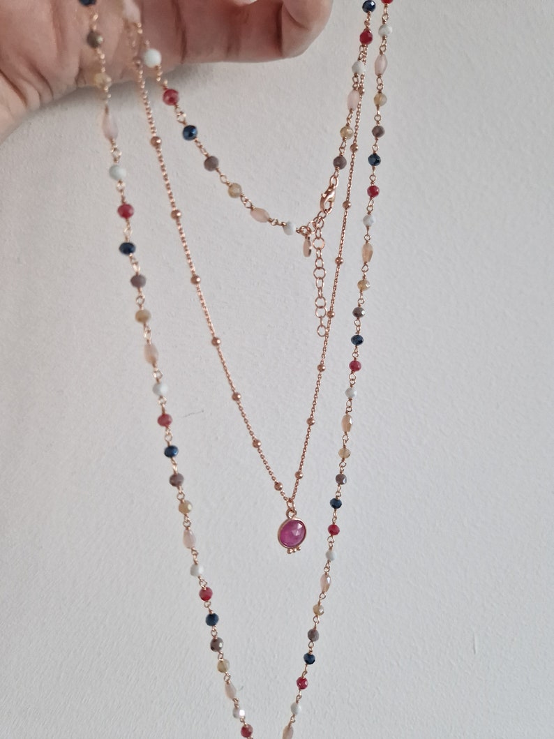 Necklaces in Silver, Rose Gold and Ruby 