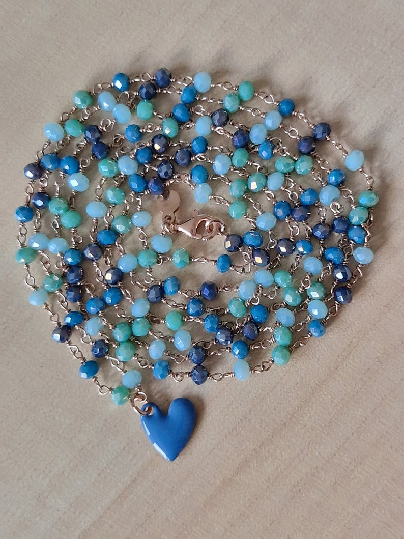 Rosary Necklace in Blue, Turquoise and Sea Green