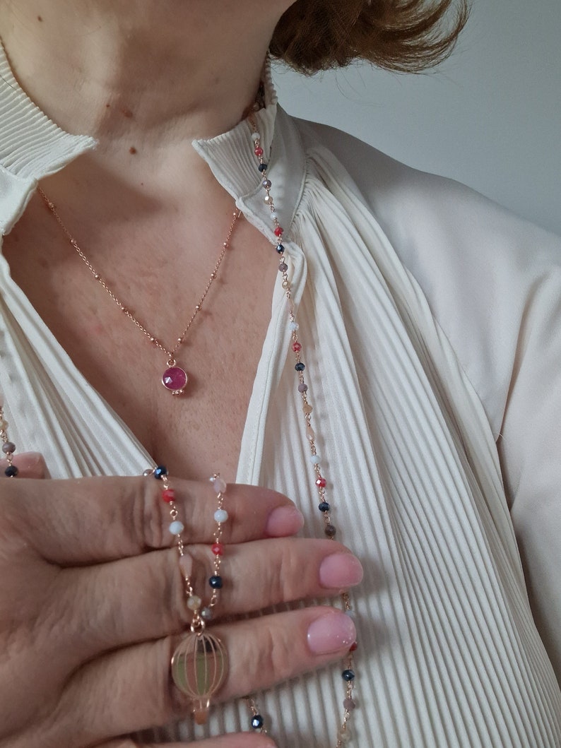 Necklaces in Silver, Rose Gold and Ruby 